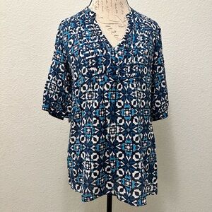 Alfani Blue Geometric Print Women's Top